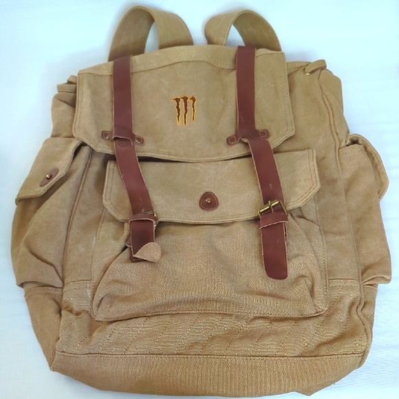 NEW‎ Monster Energy 'Unlock The Vault' Backpack Rucksack Bag Java Canvas Large - Picture 1 of 9